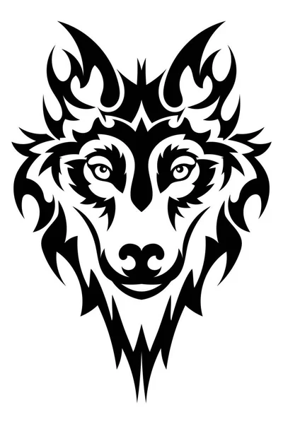 Beautiful wolf tattoo.Vector wolf's head as a design element on isolated background — Stock Vector