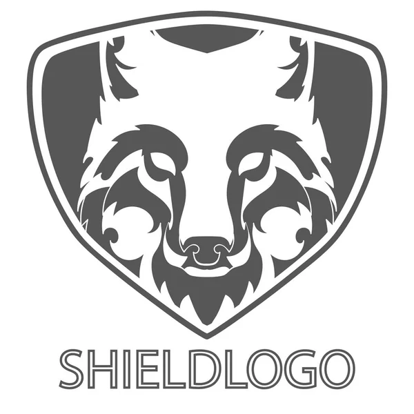 Emblema della mascotte con logo Wolf Head — Vettoriale Stock