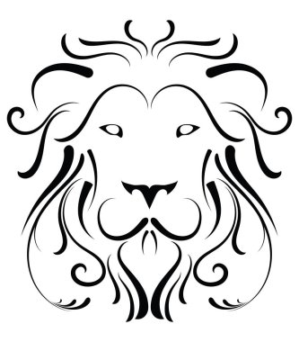 Aslanın kafasından stilize bir dövme şeklinde 