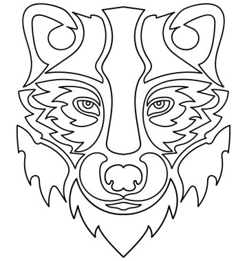 Güzel bir kurt dövmesi. Vector Wolf 'un kafası izole edilmiş bir arka planda tasarım elementi.