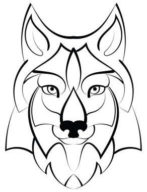 Güzel bir kurt dövmesi. Vector Wolf 'un kafası izole edilmiş bir arka planda tasarım elementi. 