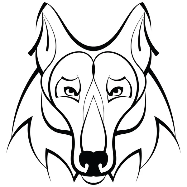 美しいオオカミの入れ墨 隔離された背景のデザイン要素としてベクトルオオカミの頭 — ストックベクタ
