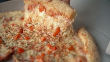 Taze peynir ve domates geleneksel vejetaryen pizza hazırlanan