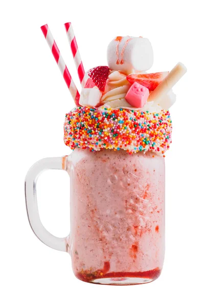 Pembe çilek freakshake — Stok fotoğraf