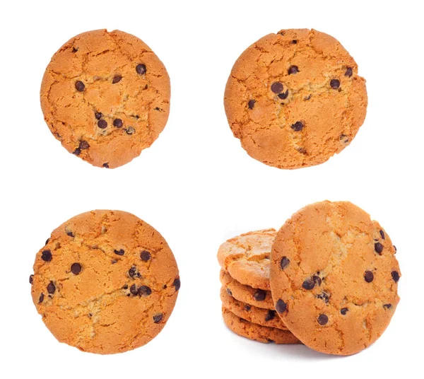 Set of round cookies with chocolate — Stock Photo, Image