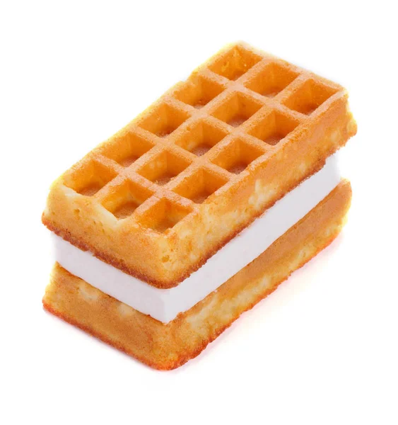 Square waffle with filling. Isolated — Stock Photo, Image