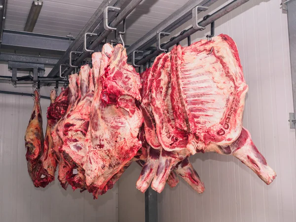 Carcass of a pig raw in refrigerator