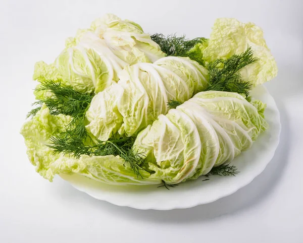 Stuffed cabbage with green and carrot on the plate — Stock Photo, Image
