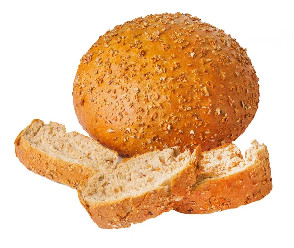 Rolo de pão branco fatiado em uma mesa. isolado — Fotografia de Stock