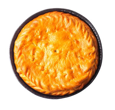 izole beyaz zemin üzerine yuvarlak tatlı pasta