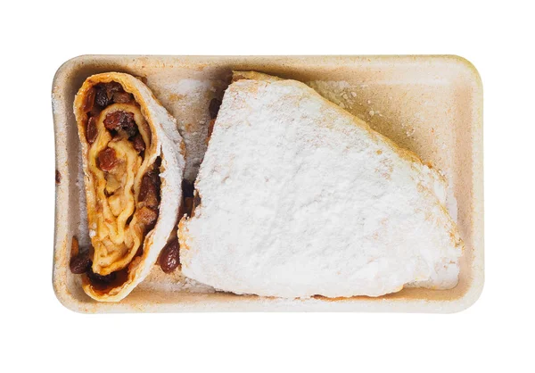 Sliced strudel with apples on a table — Stock Photo, Image