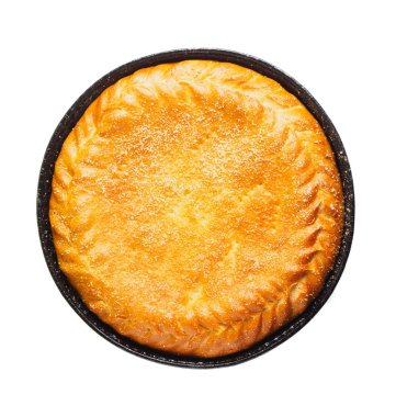 izole beyaz zemin üzerine yuvarlak tatlı pasta