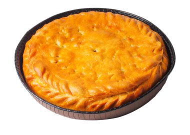 izole beyaz zemin üzerine yuvarlak tatlı pasta