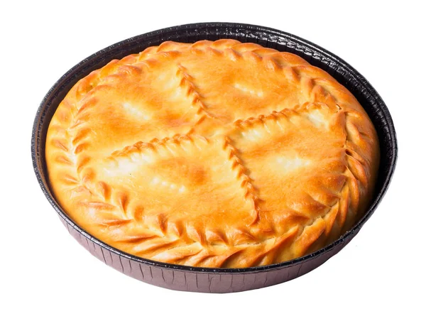 izole beyaz zemin üzerine yuvarlak tatlı pasta