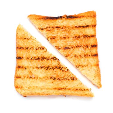 izole kızarmış ekmek parçaları. Beyaz arka plan üzerinde