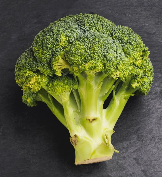 Big green broccoli on black background isolated — Stock Photo, Image