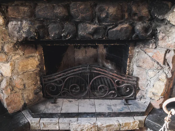 Old stone fireplace in the hunter house