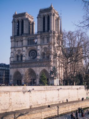 Paris, Fransa - 20 Ocak 2017: Dış Katedrali Notre Dame Paris, Fransa
