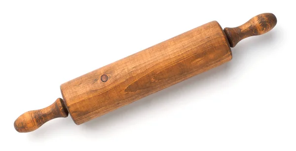 Retro drewnianym wałkiem tłok na na białym tle — Zdjęcie stockowe