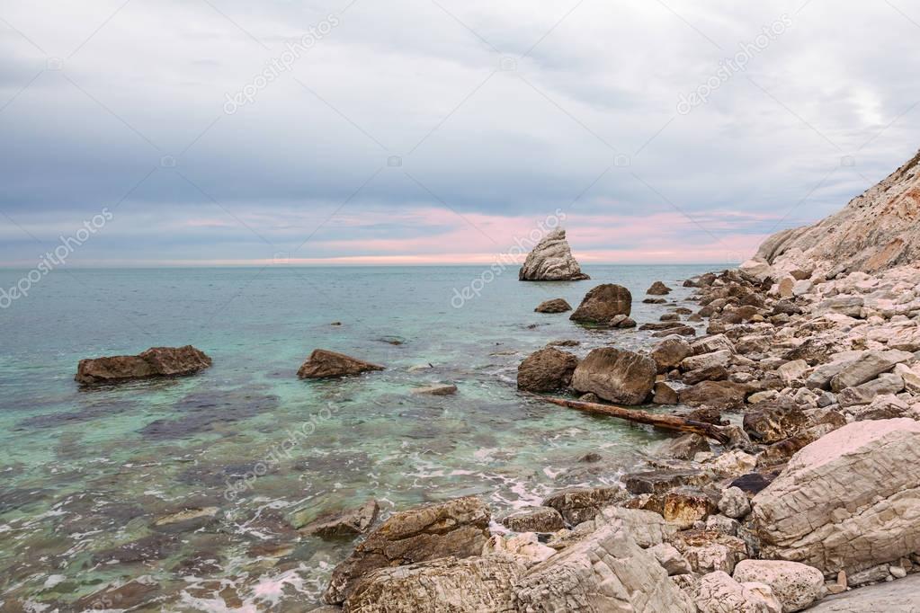 La Vela cliff in Portonovo beach, Conero Riviera, Ancona, Italy