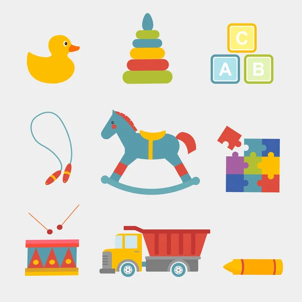 Big Vector ilustração conjunto de brinquedos para crianças —  Vetores de Stock