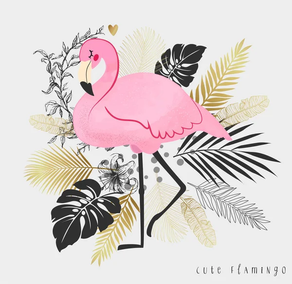 Beyaz arkaplanda izole edilmiş pembe flamingo vektör çizimi. — Stok Vektör