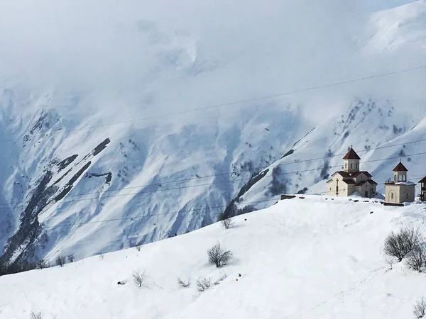 Vista Panorâmica Incrível Vista Incrível Sobre Montanhas Georgianas Gudauri Estância Imagens Royalty-Free