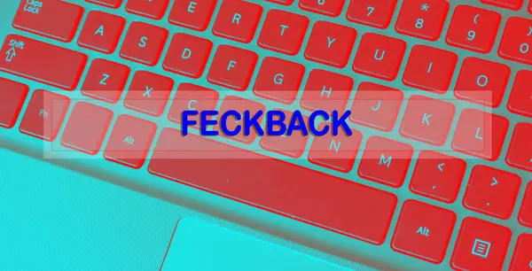 RED KEYBOARD WITH TEXT FEACKBACK — Stock Photo, Image