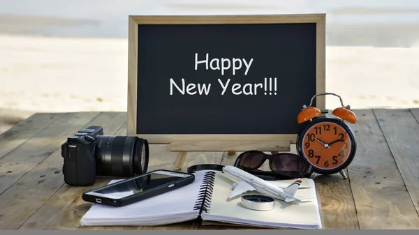 Lavagna con parole felice anno nuovo — Foto Stock