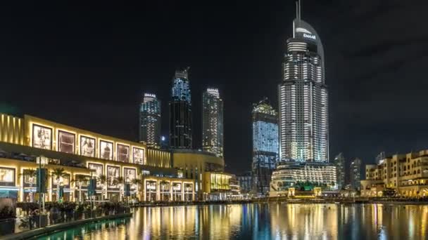 Upływ Czasu Pokaż Dubajskie Fontanny Pobliżu Dubai Mall Souk Bahar — Wideo stockowe