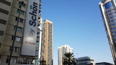 Gün batımı Dubai mali Merkezi ünlü oteller görünümü bak 