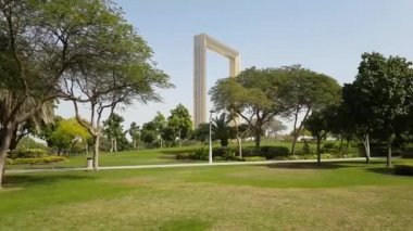 Dubai çerçeve, en iyi yeni cazibe, en büyük altın resim çerçevesi, Zabeel Park mimari dönüm noktası. Dubai, Birleşik Arap Emirlikleri