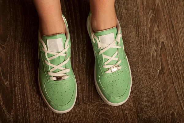 Green Sneakers shoes — Stock Photo, Image
