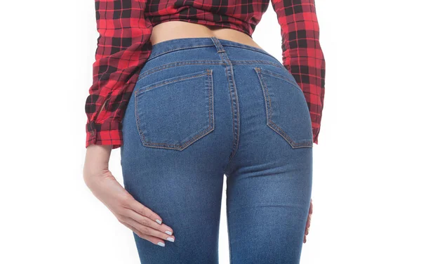 Woman sexy body in jeans — Stock Photo, Image