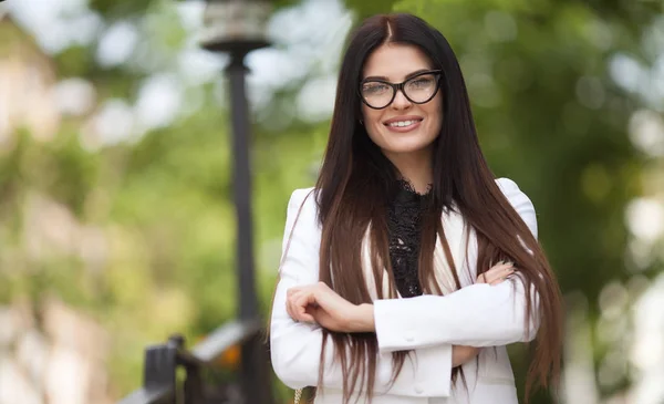 Sexy Joven Mujer Aire Libre Retrato Mujer Chica Con Largo — Foto de Stock