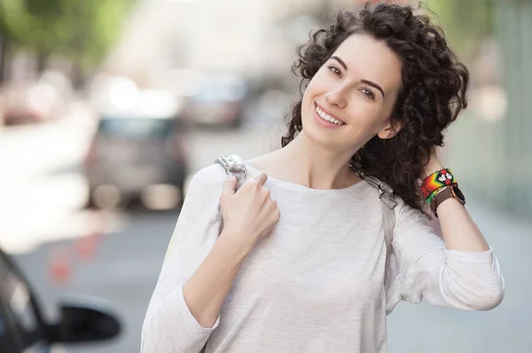 Portrait Young Smiling Beautiful Woman Close Portrait Fresh Beautiful Young — Stock Photo, Image