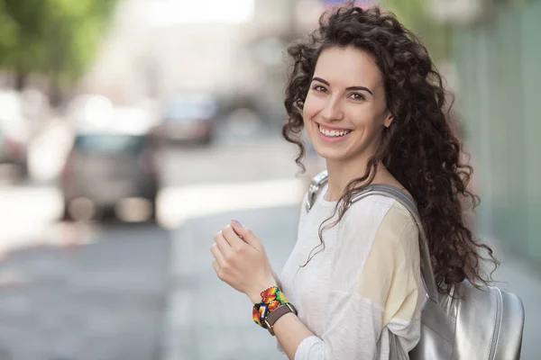 Portrait Young Smiling Beautiful Woman Close Portrait Fresh Beautiful Young — Stock Photo, Image