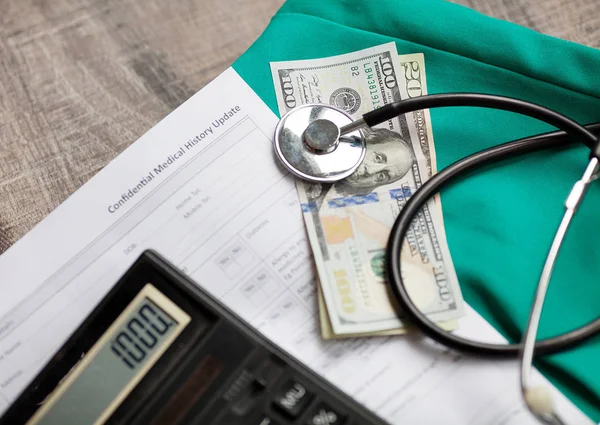 Dollars Stethoscope Them Costs Medical Insurance — Stock Photo, Image