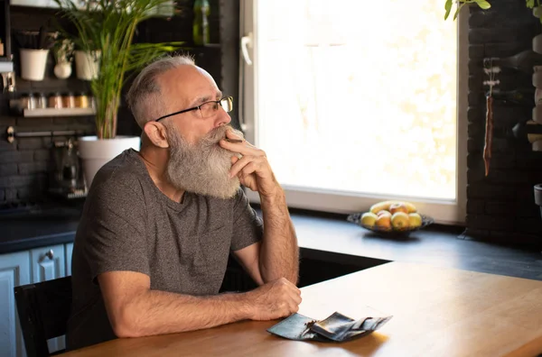 Bearded Senior Man Smoking Marijuana Weed Cannabis Home — Stock Photo, Image