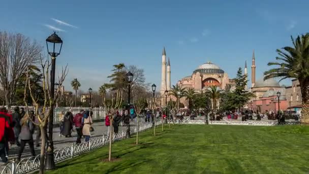 Ultra HD 4K céu azul com Hagia Sophia — Vídeo de Stock