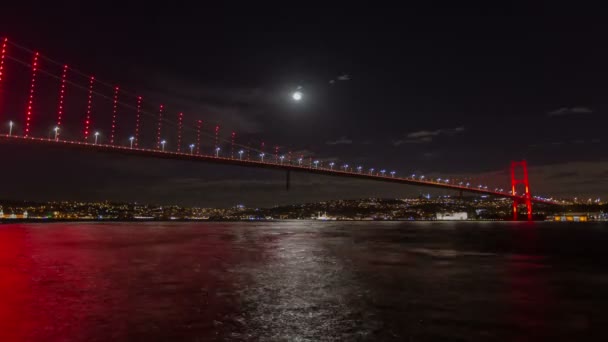 Ultra Hd 4k 's avonds tijd Bosporus-brug in istanbul — Stockvideo