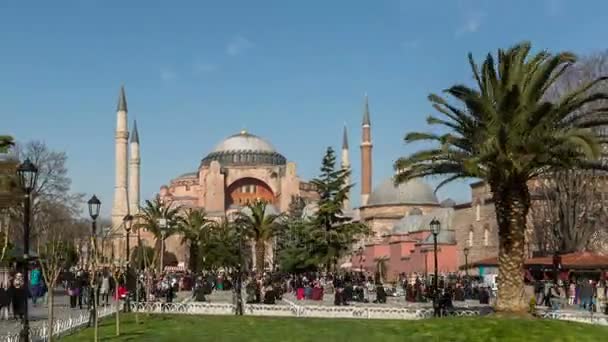 Intervallfotografering Hagia Sophia på istanbul — Stockvideo