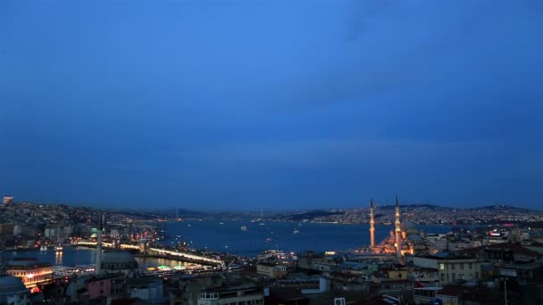 Noční pohled timelapse istanbul — Stock video