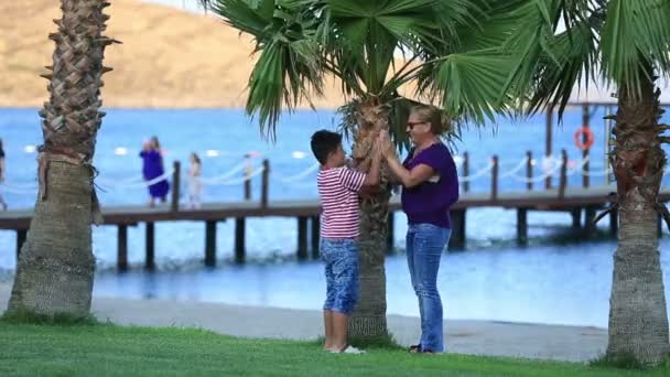 Moeder en zoon op zomervakantie — Stockvideo