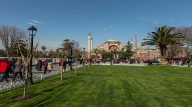 Ultra Hd 4k mavi gökyüzü ile Ayasofya Müzesi