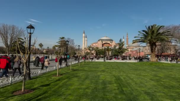 Ultra hd 4k blauer Himmel mit hagia sophia — Stockvideo