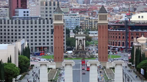 플라자 부 espanya, 바르셀로나에서 사각형의 플라자 드 스파 나 — 비디오