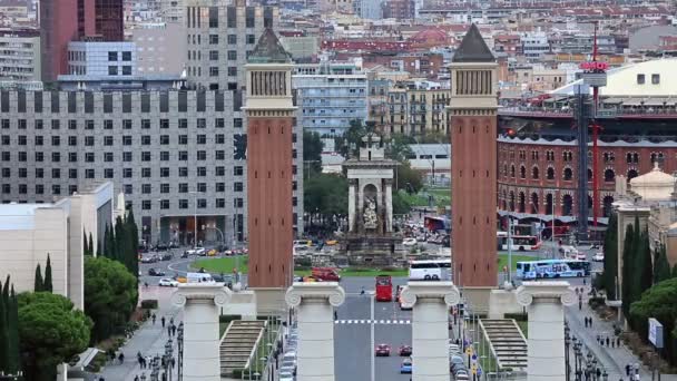タイムラプス プラザ スペイン広場、バルセロナの広場のプラザ デ エスパーニャ — ストック動画