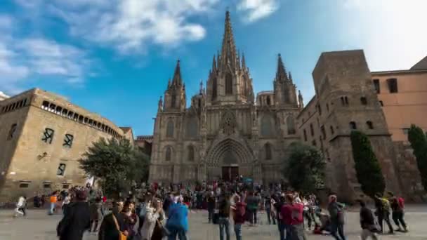 Timelapse fotografie kathedraal van Barcelona — Stockvideo