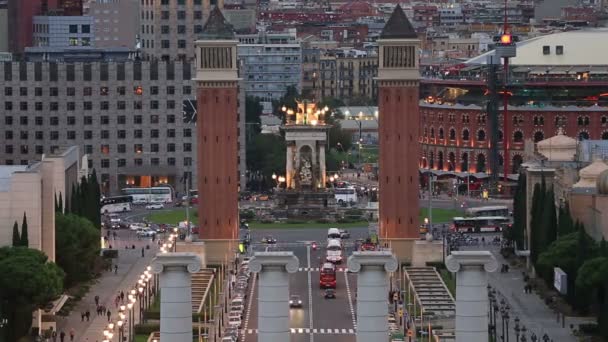 Timelapse Plaza d'Espanya, Plaza de Espana Barcelona kareler — Stok video